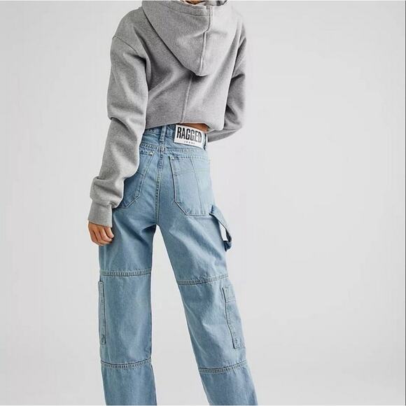 The Ragged Priest Light‎ Blue Straight Leg Combat Carpenter Denim Jeans 26" - Picture 2 of 8